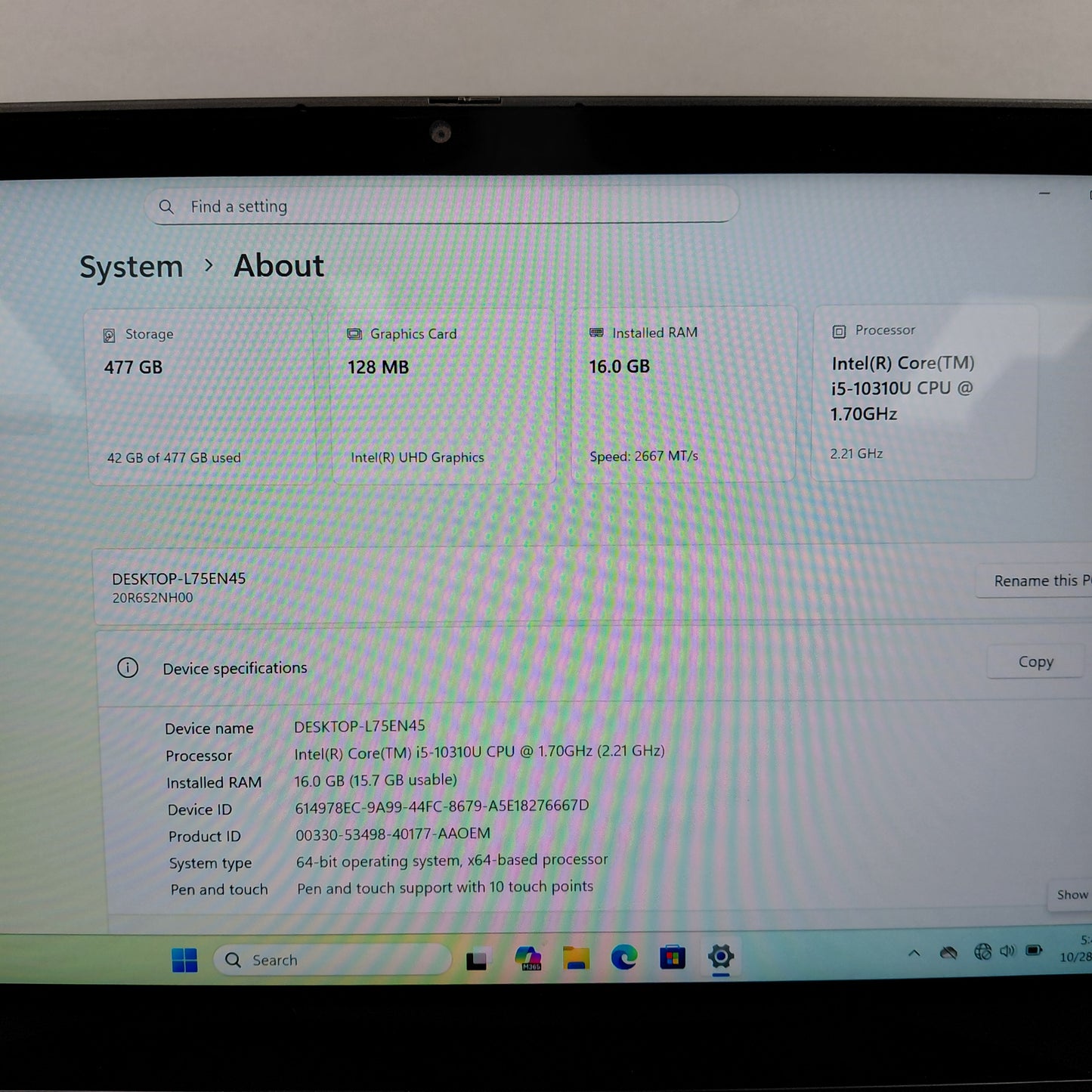 Lenovo ThinkPad 13S GEN 1 13.3" i5-10310U 2.2GHz 16GB RAM 500GB SSD