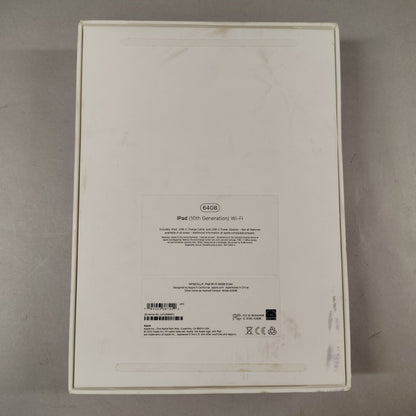 WiFi Only Apple iPad 10th Gen 64GB 18.6 SILVER MPQ03LL/A
