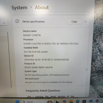 HP elitebook 840 G6 7YV54UP 14" i5-836U 1.6GHz 16GB RAM 250GB SSD