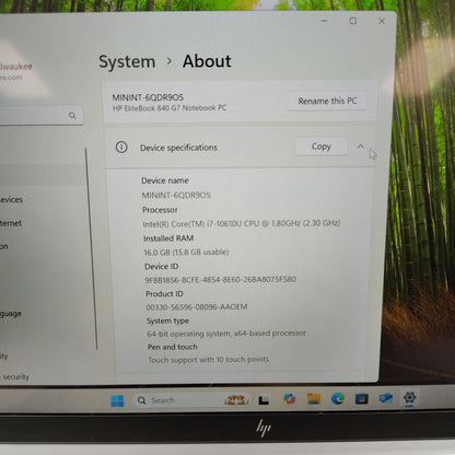HP Elitebook 840 G7 2F5T0US i7-10610U 1.8GHz 16GB RAM 512GB SSD