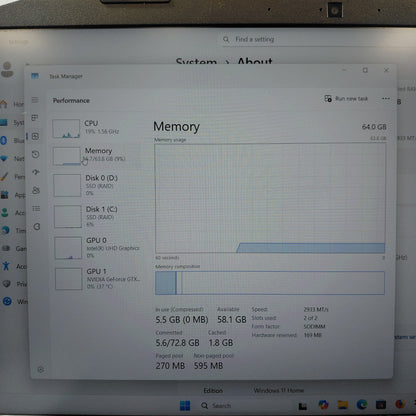 Acer Nitro 5 AN515-55-53AG 16" i5-10300H 64GB RAM 1TB SSD GeForce GTX 1650