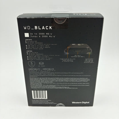 New Western Digital WD Portable WD-BLACK P40 1TB USB-C SSD WDBAWY0010BBK