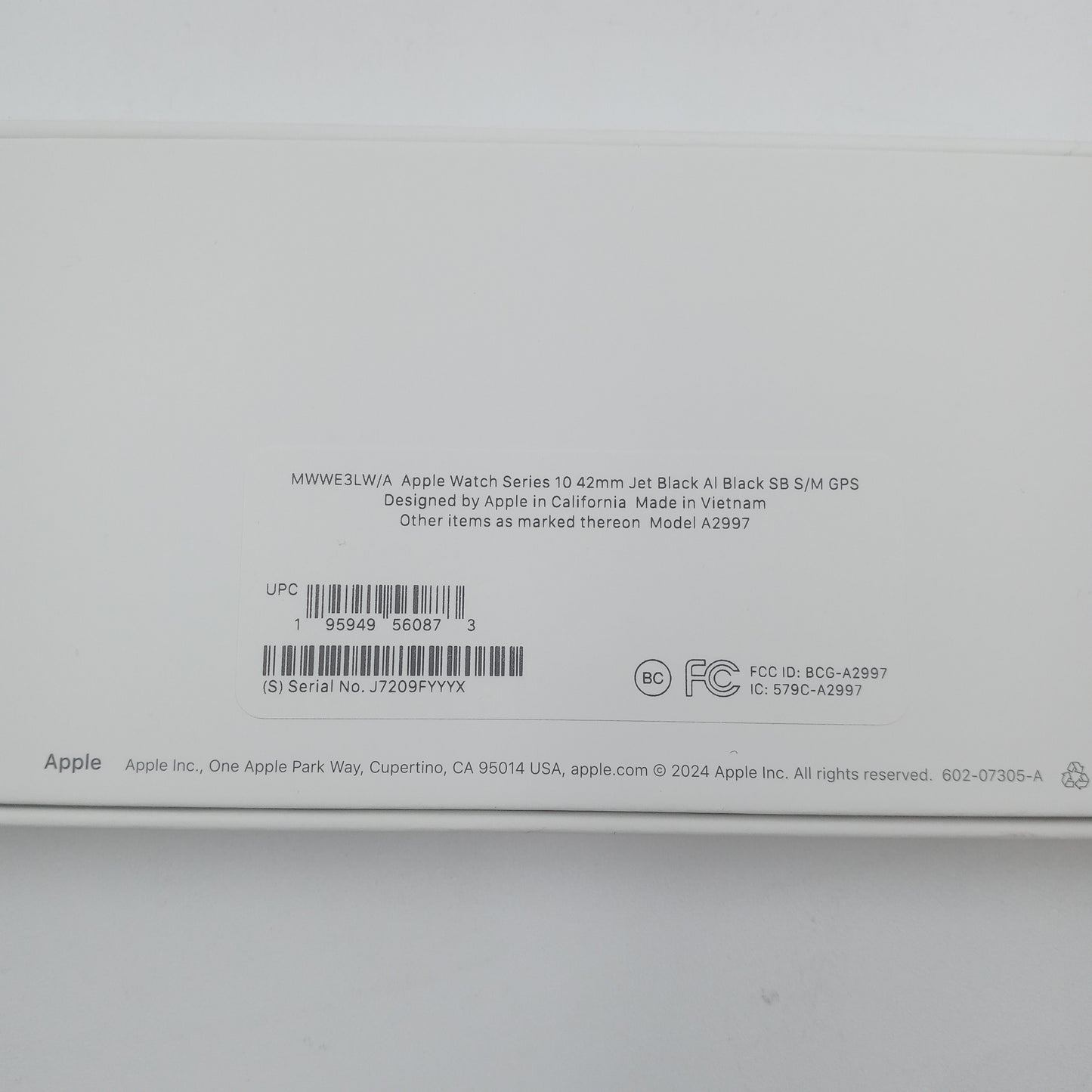 GPS Only Apple Watch Series 10 42MM Jet Black Aluminum Black Sport Band