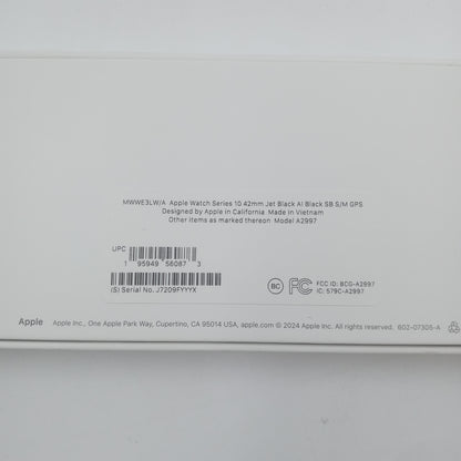 GPS Only Apple Watch Series 10 42MM Jet Black Aluminum Black Sport Band