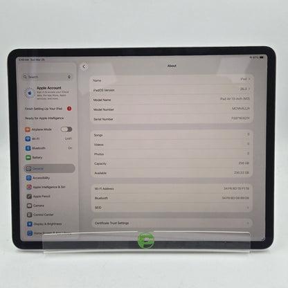 WiFi Only Apple iPad Air 13" M3 256GB Space Gray MCNN4LL/A