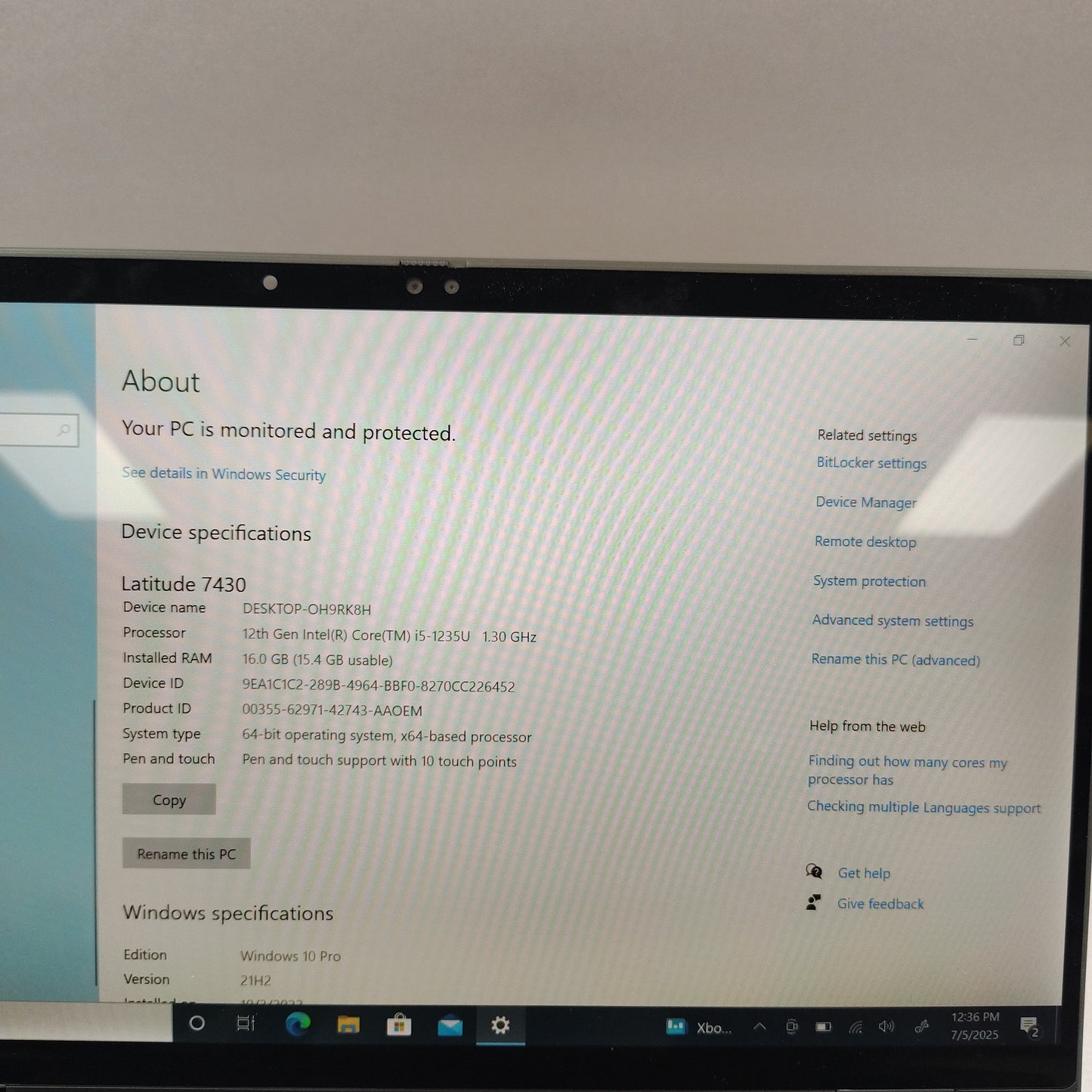 Dell Latitude 7430 OH9RK8H 13.5" i5-1235u 1.3GHz 16GB RAM 256GB