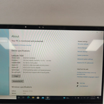 Dell Latitude 7430 OH9RK8H 13.5" i5-1235u 1.3GHz 16GB RAM 256GB