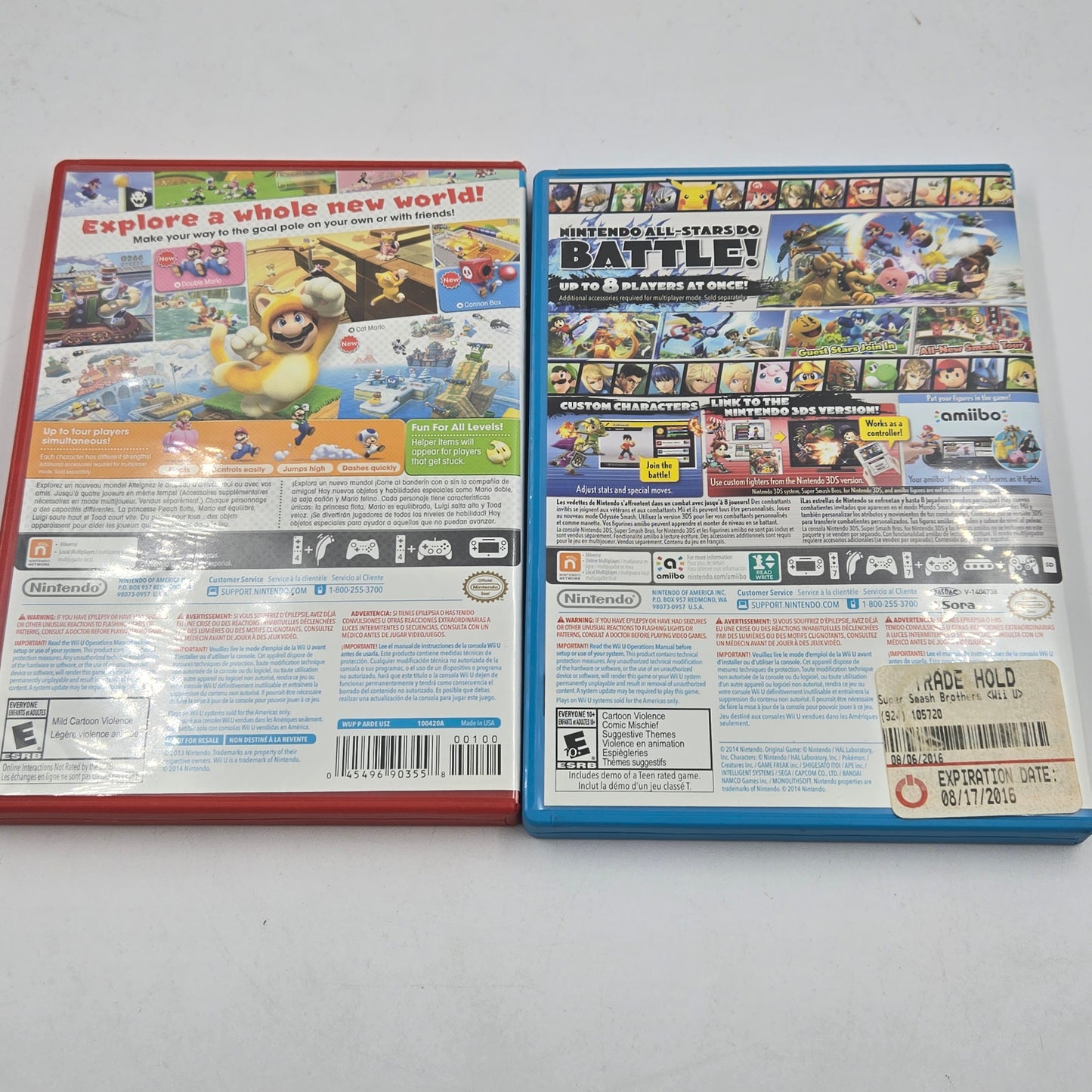 Lot of 2 Nintendo Wii U Games (Super Smash Bros, Super Mario 3d World)